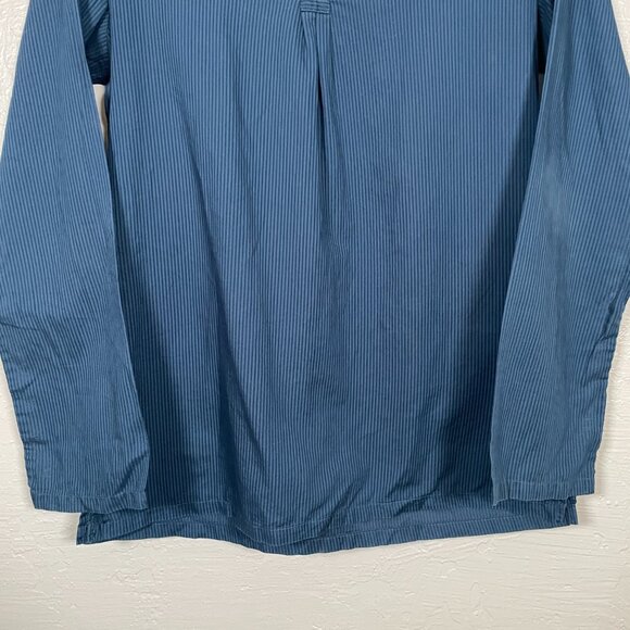 Patagonia Women L Blue Stripe Amaia Tunic Blouse Long Sleeve Lightweight V Neck - Picture 2 of 8
